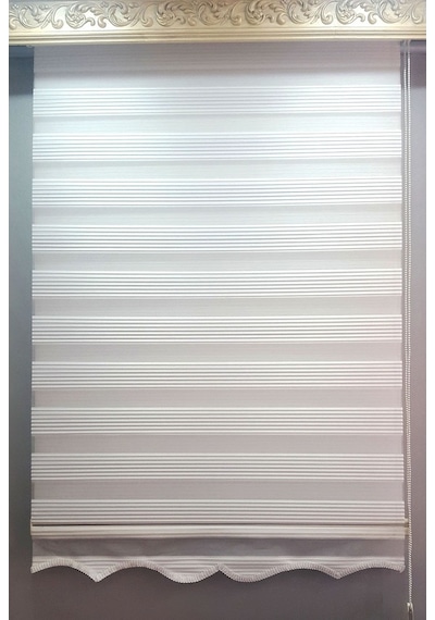 1.Kalite Beyaz Ve Ekru Dar Plıselı Zebra Perde