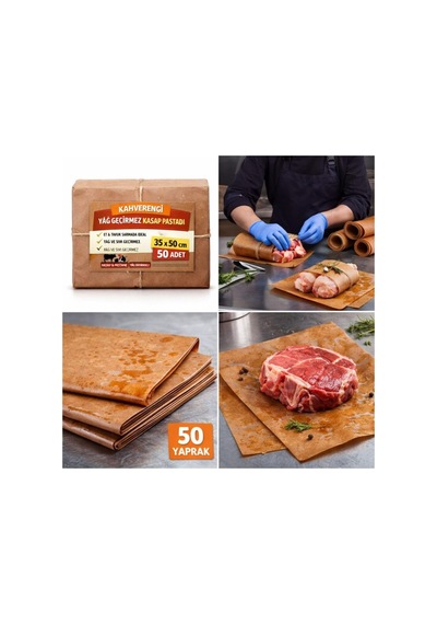 Kahverengi Yağ Geçirmez Kasap Pastane Kağıdı 35x50 Cm Et Tavuk Sarma 50 Adet Diğer