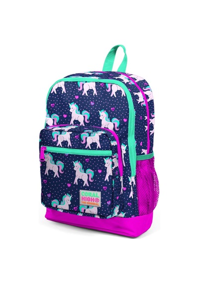 Coral High Kids Lacivert Unicorn Desenli Dört Bölmeli Okul Sırt Çantası