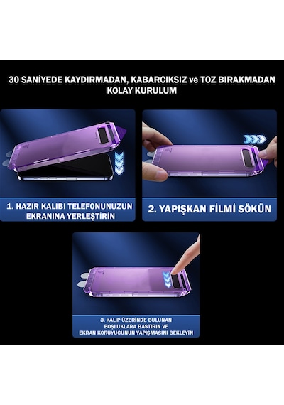 Apple Uyumlu iPhone 15 Pro Max Hayalet Cam Ekran Koruyucu Otomatik Hizalamalı