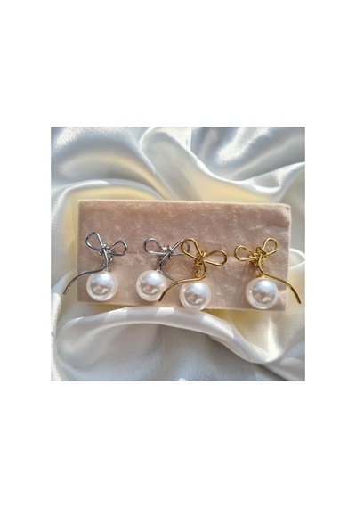 Pearl Ribbon Elegance Küpe Gümüş