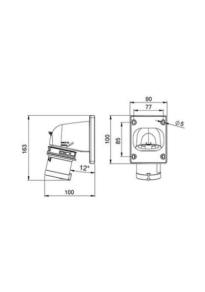Mete Enerji 4x32a. Ip44 Makine Fişi -eğik- Vidalı Bağlı 406218v