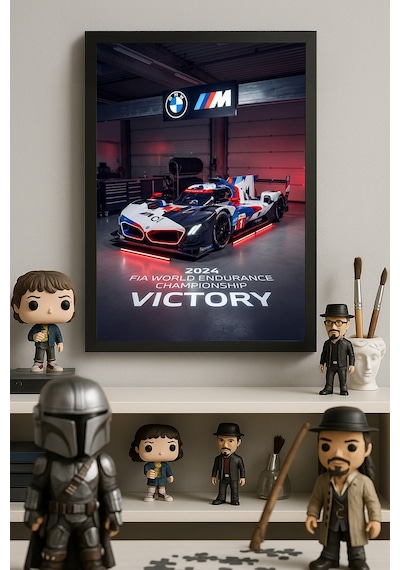 Bmw M Hybrid Siyah Ahşap Çerçeveli Poster, Dekoratif Araba Duvar Tablosu