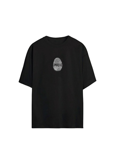 Thewert Unisex Unıque Baskılı Siyah Oversize Tshirt