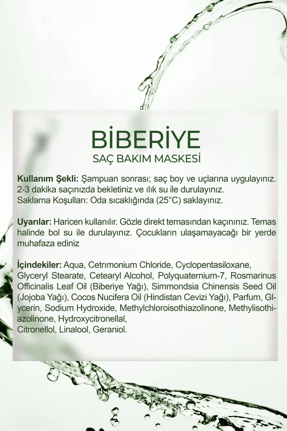 Lokman Efendi Biberiye Saç Bakım Seti 3'lü Saç Serumu + Saç Maskesi + Biberiye Suyu