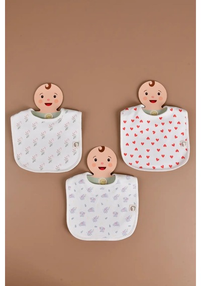 E&f Store Kız Bebek 3'lü Sıvı Geçirmez Mama Önlüğü Seti - Model 2 Çok Renkli