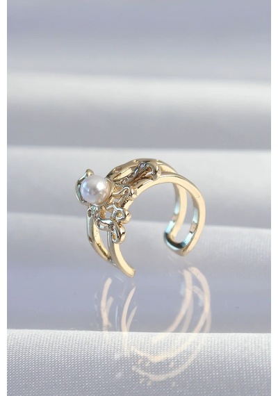 Pirinç Gold Renk İncili Ahtapot Earcuff Küpe Eb-53-vice/ 1395 3095 Çok Renkli