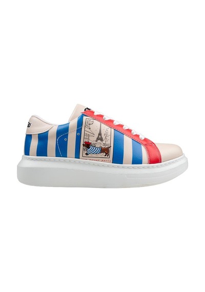Kadın Vegan Deri Beyaz Sneakers - Mon Amour Tasarım Çok Renkli