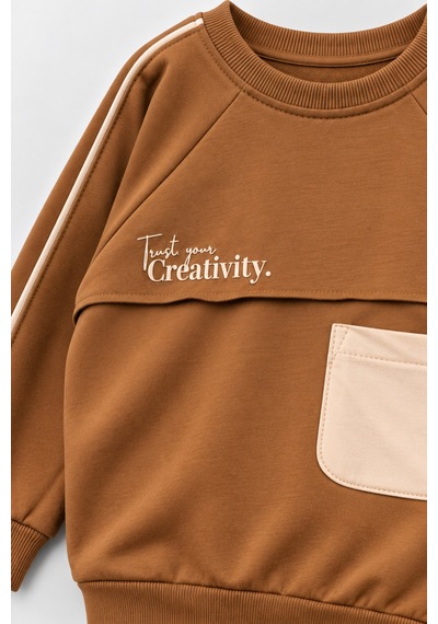 Overdo Kids Erkek Çocuk Cep Detaylı Sweatshırt Camel