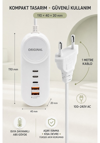15w Çoklu Şarj Adaptörü 2 Type-c 2 Usb-a Çıkışlı Pd Lightning Destekli 4 Portlu Aşırı Isınma, Kısa Devre Ve Yüksek Akım Koruması 15w Çoklu Şarj Adaptörü 2 Type-c 2 Usb-a Çıkışlı Pd Lightning Destekli 4 Portlu Aşırı Isınma, Kısa Devre Ve Yüksek Akım Koruması