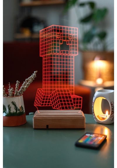 Çocuklara Özel 3D Minecraft Led Masaüstü Ve Gece Lambası