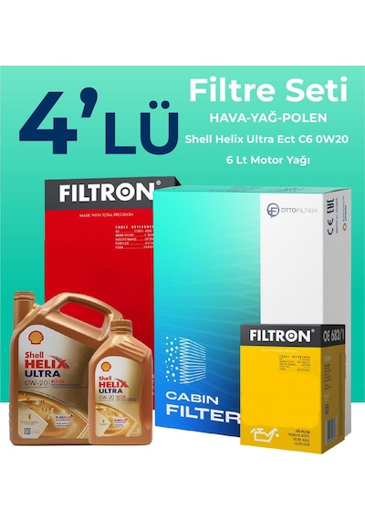 Filtron Volvo Xc40 1.5 Benzin Filtre Bakım Seti Shell Motor Yağlı (2018-2023) 4 Lü