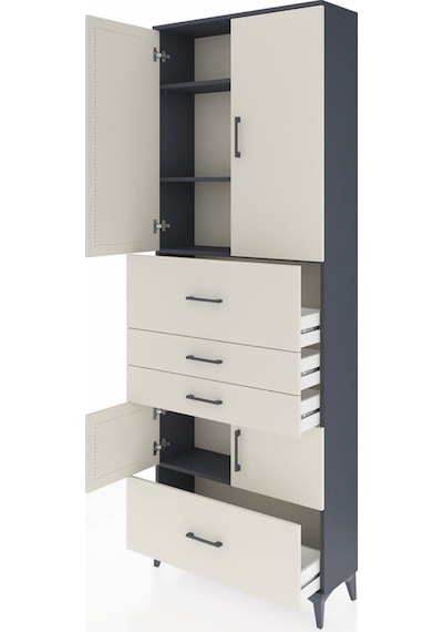 Arges Dolap 4 Raflı 4 Çekmeceli 4 Kapaklı 88x30x243 Antrasit-... Antrasit Arges Dolap 4 Raflı 4 Çekmeceli 4 Kapaklı 88x30x243 Antrasit-... Antrasit