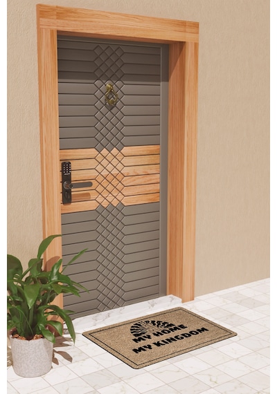 Rugmood Modern Dijtal Baskı Kahverengi My Home My Kingdom Dış Kapı Önü Paspası