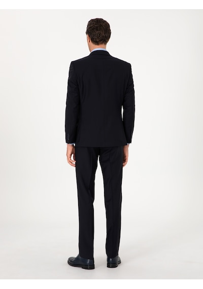 Cacharel Lacivert Slim Fit %100 Yün Mono Yaka Takım Elbise