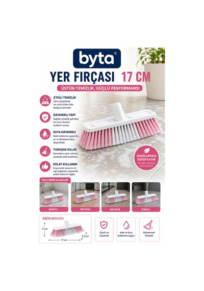 17 Cm Yer Fırçası Çok Amaçlı Sert Zemin, Fayans, Balkon, Garaj Ve Banyo Temizlik Fırçası Sapsız 1 Adet Karışık Renklerde Gönderilir