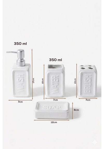 Perotti 13891-2 Well Stoneware 4 Parça Banyo Seti Beyaz