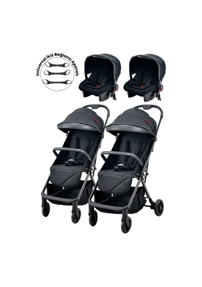 Joell Kabin Boy Ayrılıp Birleşebilen Travel Sistem İkiz Bebek Arabası