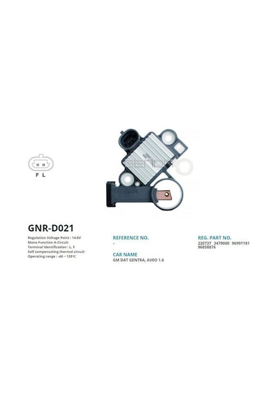 ALTERNATOR KONJEKTOR DELCO TIP 12V CHVROLET AVEO 1.6 L. F GENON GNR-D021