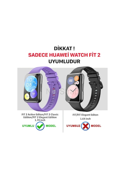 Huawei Watch Fit 2 Uyumlu Kordon Tam Uyumlu Pimli Silikon Kordon Kayış