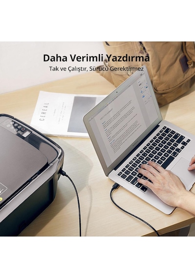 Ugreen Usb-a - Usb-b Yazıcı Tarayıcı Kablosu 2 Metre, Siyah, 20847