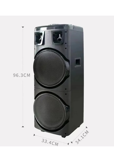 Büyük Boy Kablosuz Hoparlör 200w Çift Kablosuz Mikrofonlu Karaoke Bluetooth Speaker Şarjlı Partybox