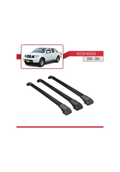 Nissan Navara 2004-2014 Arası İle Uyumlu Ace-1 Ara Atkı Tavan Barı Siyah 3 Adet Bar