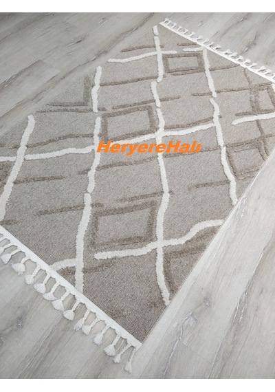 Hav Toz Vermez Yumuşak Dokulu Etnik Örgü Desenli İskindinav Halı