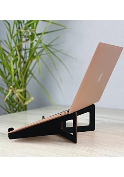 Taşınabilir Siyah Ahşap Notebook Laptop Standı