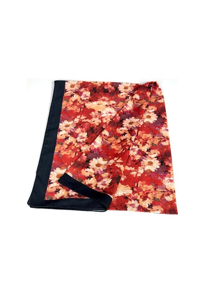 Welora Desenli Organik Şal - 06700 Siyah-Kırmızı
