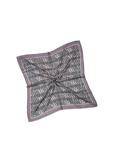 Mim Eşarp Ebruli Kışlık Desenli Eşarp 95x95 Cm Antrasit - Lila