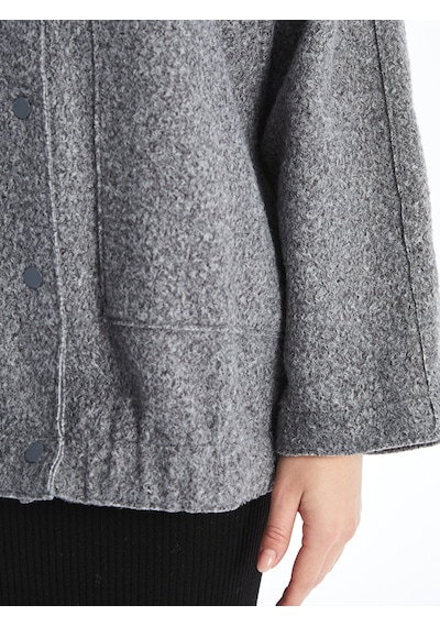 Lcwaıkıkı Classic Gri Kolej Yaka Oversize Kadın Bomber Mont