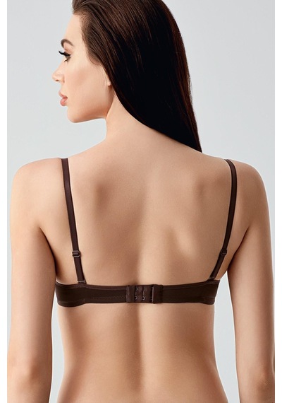 New Bra Kadın B Kap Desteksiz Basic Saten Görünümlü Sütyen Kahve 7025 Kahverengi