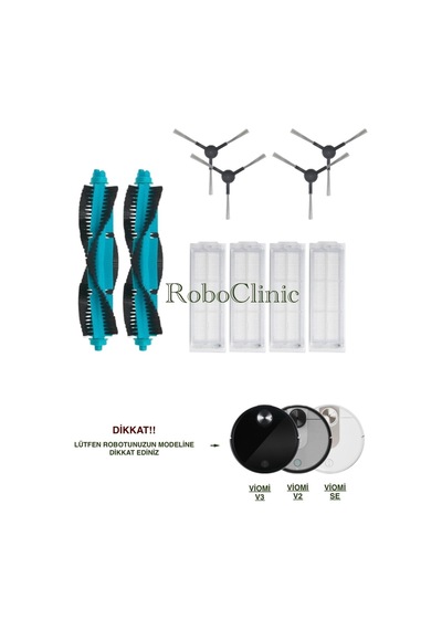 Xiaomi Mop Pro / Viomi Se-v2-v3-v2pro-v3pro Uyumlu Yedek Fırça,hepa Filtre Set-10 Parça