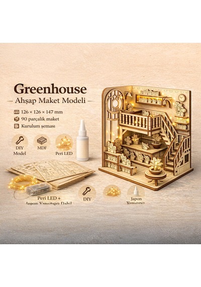 Indoor Garden Ahşap Maket Seti Dıy Miniatür İç Mekan Bahçesi Book Nook Dekoru