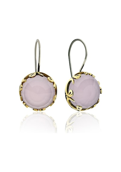 Pembe Kuvars Taşlı Vav Harfi Motifli Otantik Gümüş Kadın Set S10127