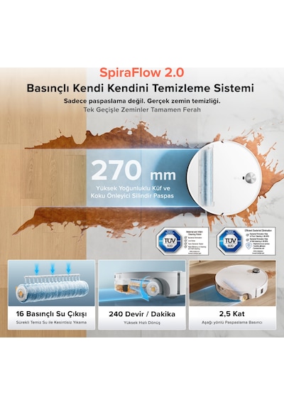 Roborock Qrevo Edge 2 Flow Akıllı Robot Süpürge Beyaz