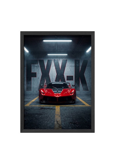 Ferrari Fxx K Siyah Ahşap Çerçeveli Poster, Dekoratif Araba Duvar Tablosu