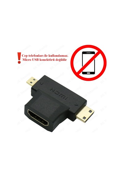 Hdmı Dişi To Mini Hdmı Erkek + Mikro Hdmı Erkek Adaptör