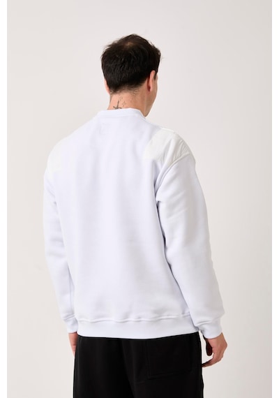 X-4006 Garni Detaylı Üç İplik Şardonlu Sweat Beyaz