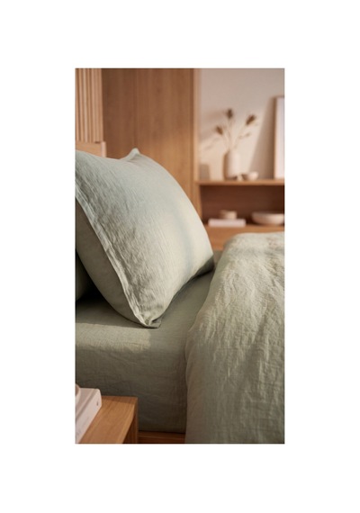 %100 Pamuk Keten Tek Kişilik Nevresim Takımı Lastikli Çarşaflı 160x200 Cm Haki - 904795714 Haki