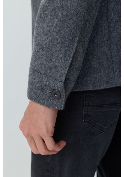 Morven Erkek Gri Trend Yünlü Safari Model Dinamik Fit Gömlek Ceket 27ks022001100 Gri