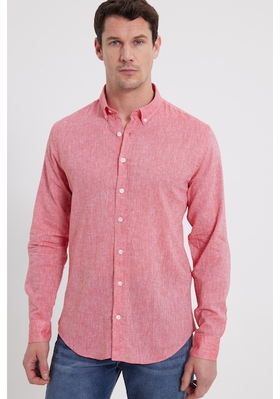 Tudors Erkek Slim Fit Dar Kesim Uzun Kollu Keten Premium Seri Düğmeli Yaka Spor Nar Rengi Gömlek-42641 Nar Tudors Erkek Slim Fit Dar Kesim Uzun Kollu Keten Premium Seri Düğmeli Yaka Spor Nar Rengi Gömlek-42641 Nar
