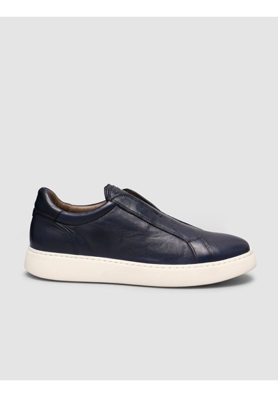 Cabani Lacivert Hakiki Deri Slip-on Sneaker Ayakkabı Lacivert