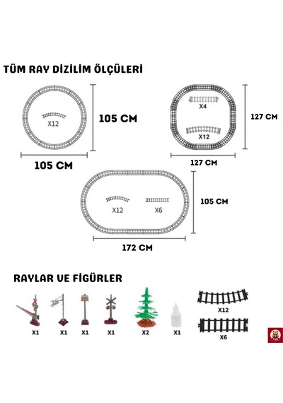 Işıklı Sesli Buharlı Tren Seti 30 Parça Gerçek Buhar Efektli, Klasik Lokomotif Oyuncak Tren 135 Cm Ray