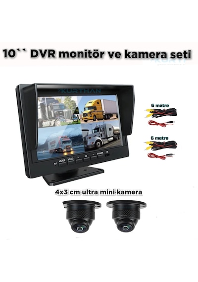 10'' Dvr Ekran 2 Adet 150 Derece Ahd 1080p Ultra Mini Kamera 12 V