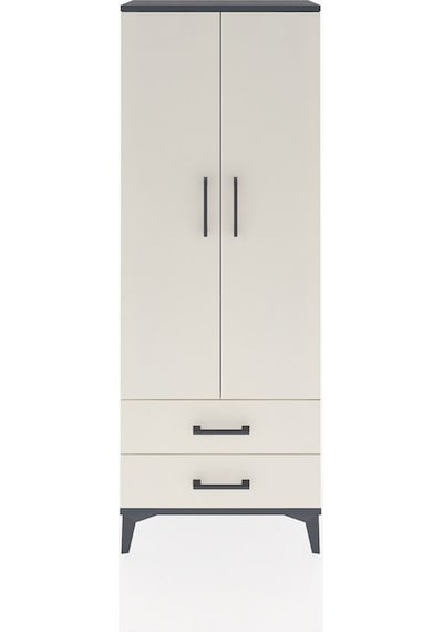 Arges Dolap 2 Raflı 2 Çekmeceli Tek Askılı 60x30x163 Antrasit-aytaşı Antrasit