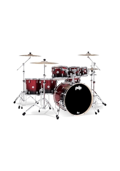 Pdp Drums Concept Maple 7 Parça 22" Akustik Davul Red To Black Sparkle Fade