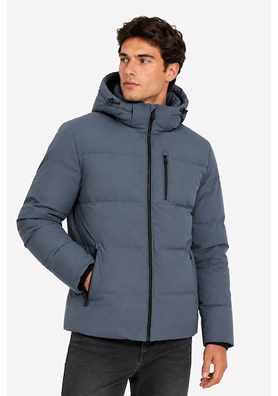 Jack & Jones Core Jcobecks Kapitoneli Kapüşonlu Yaka Şişme Mont Erkek Mont 12298858 Gri