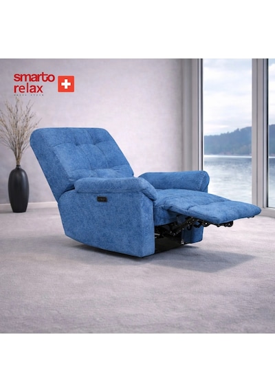 Smarto Relax Porto Comfort Elektrikli Döner Sallanan Tv Koltuğu Kontrol Panelli Ergonomik Polyester Baba Koltuğu Kahverengi